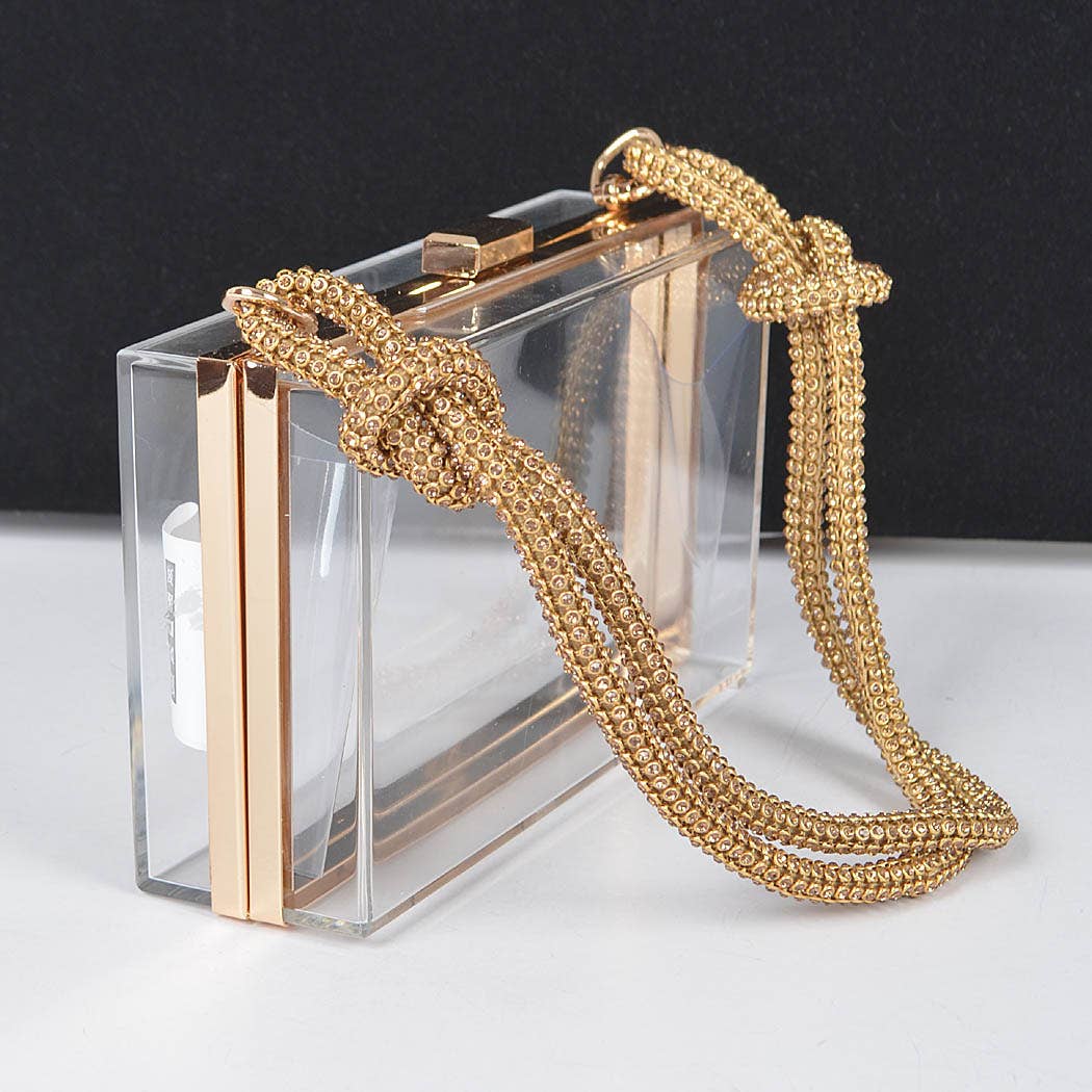 Clear Rhinestone Handle Clutch