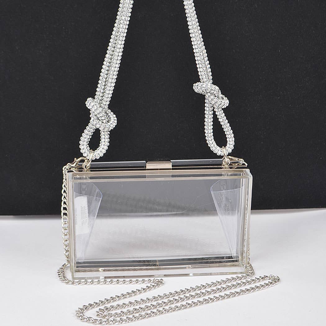 Clear Rhinestone Handle Clutch