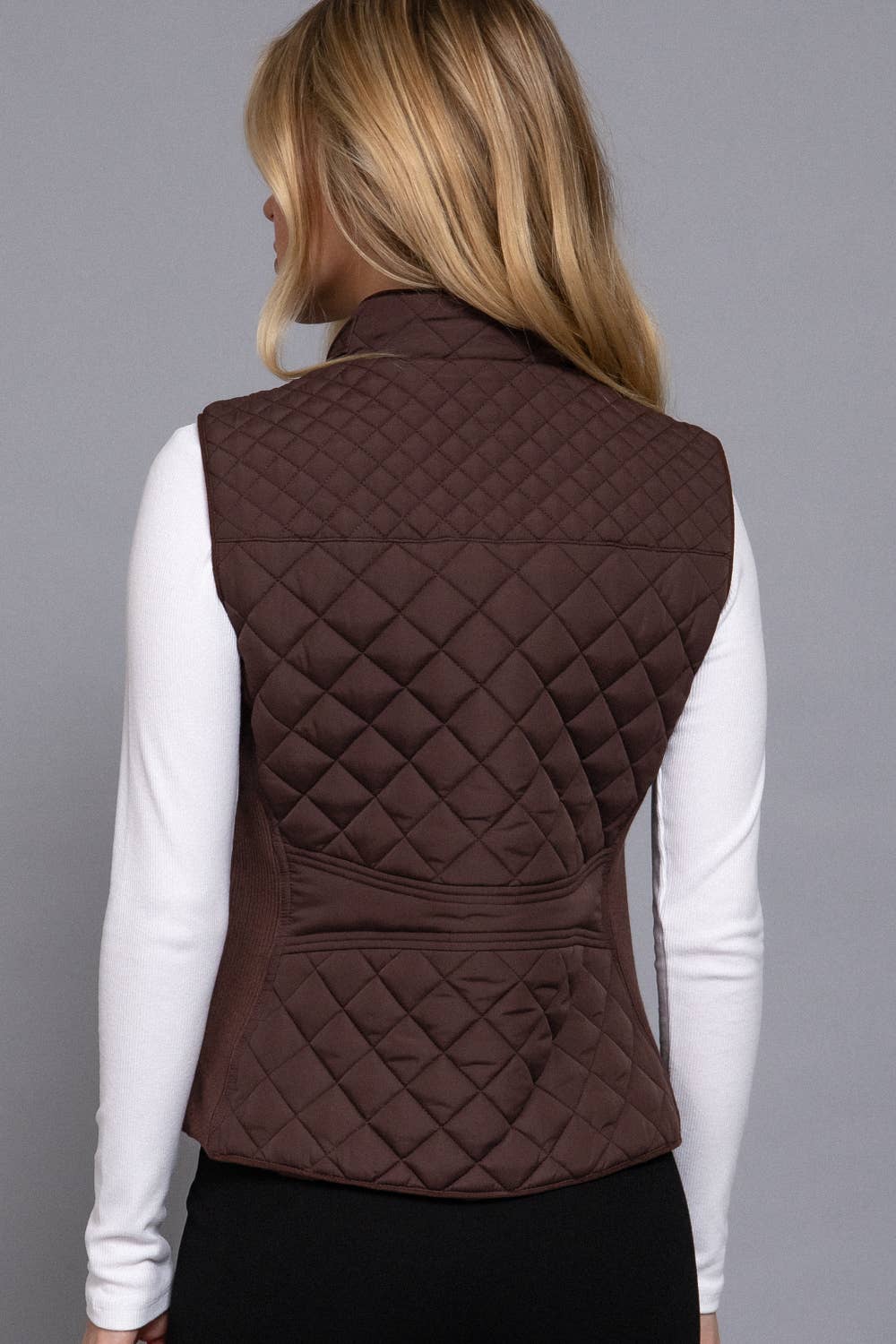 Quilted Vest With Piping