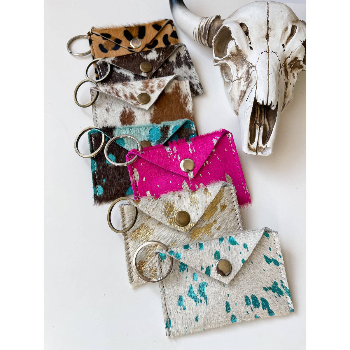 Cowhide Credit Card Holder Keychain