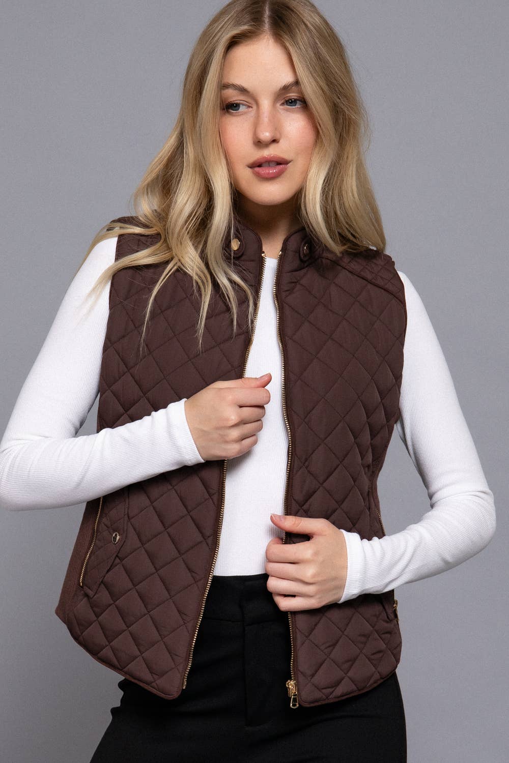 Quilted Vest With Piping
