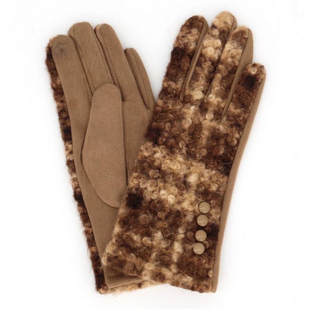 Boucle Check Touchscreen Gloves/ Side Buttons
