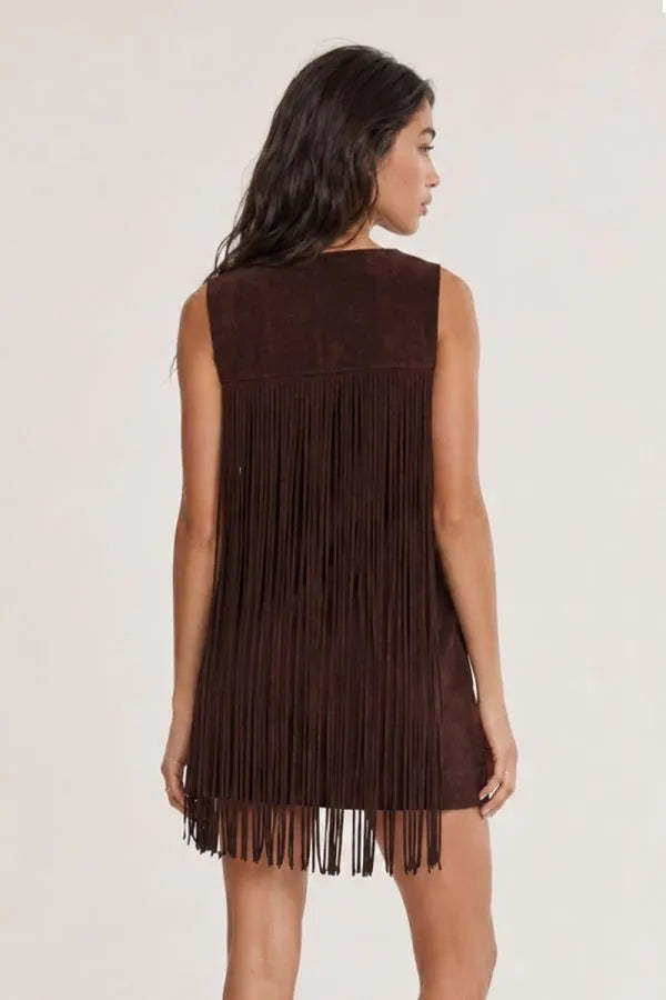 Fringe Vegan Suede Dress