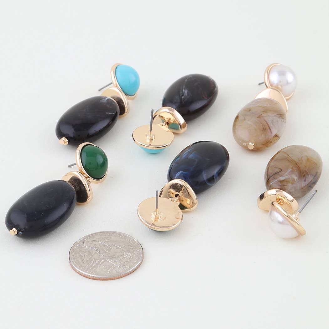 Marble Stone Drop Earrings
