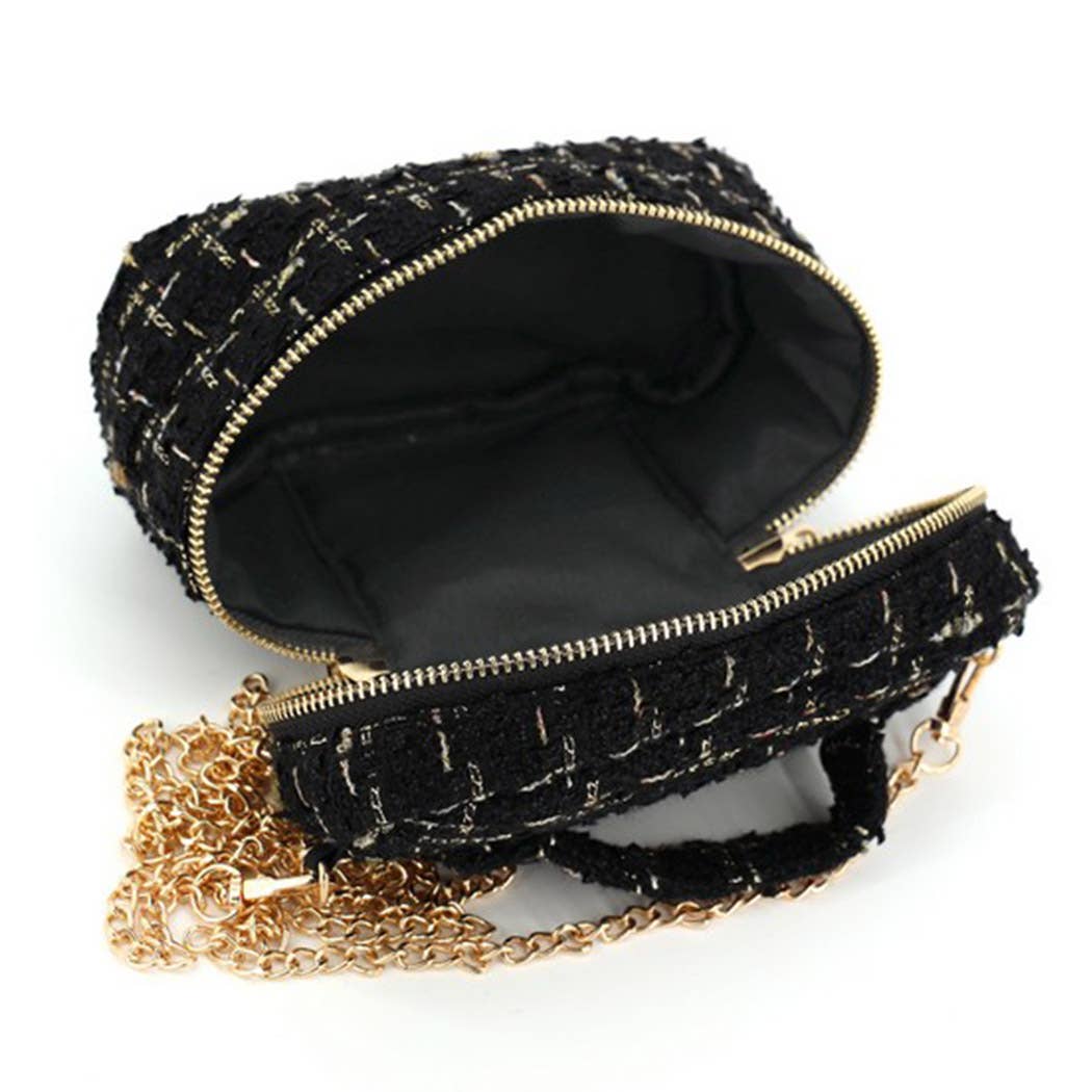 Tweed Vanity Chain Bag With Top Handle