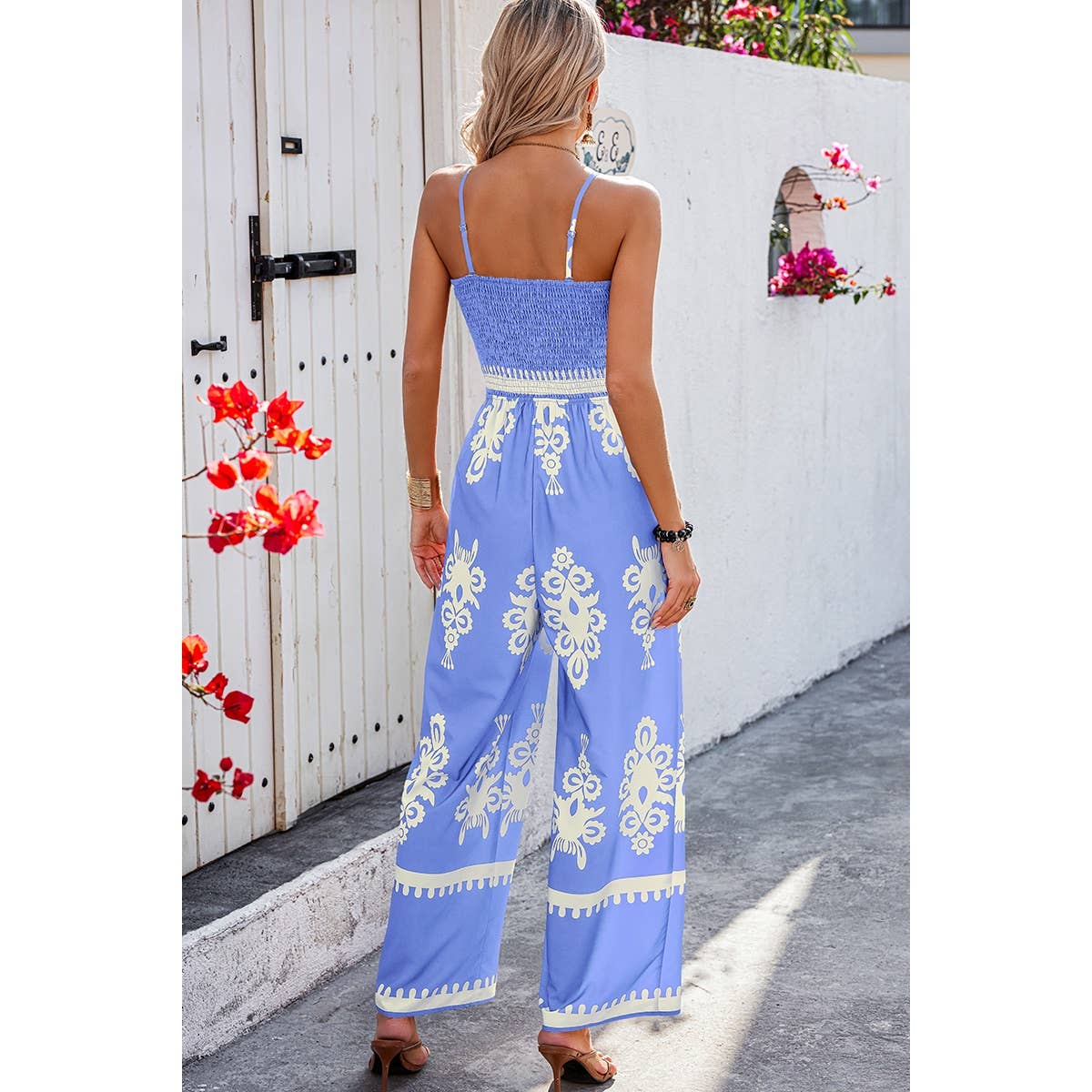 Ruched Printed Jumpsuit