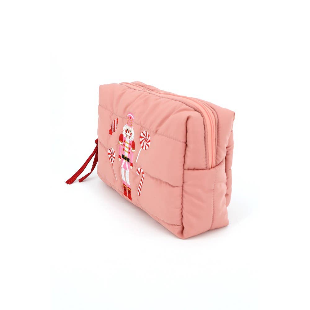 Nutcracker Embroidered Puffer Pouch