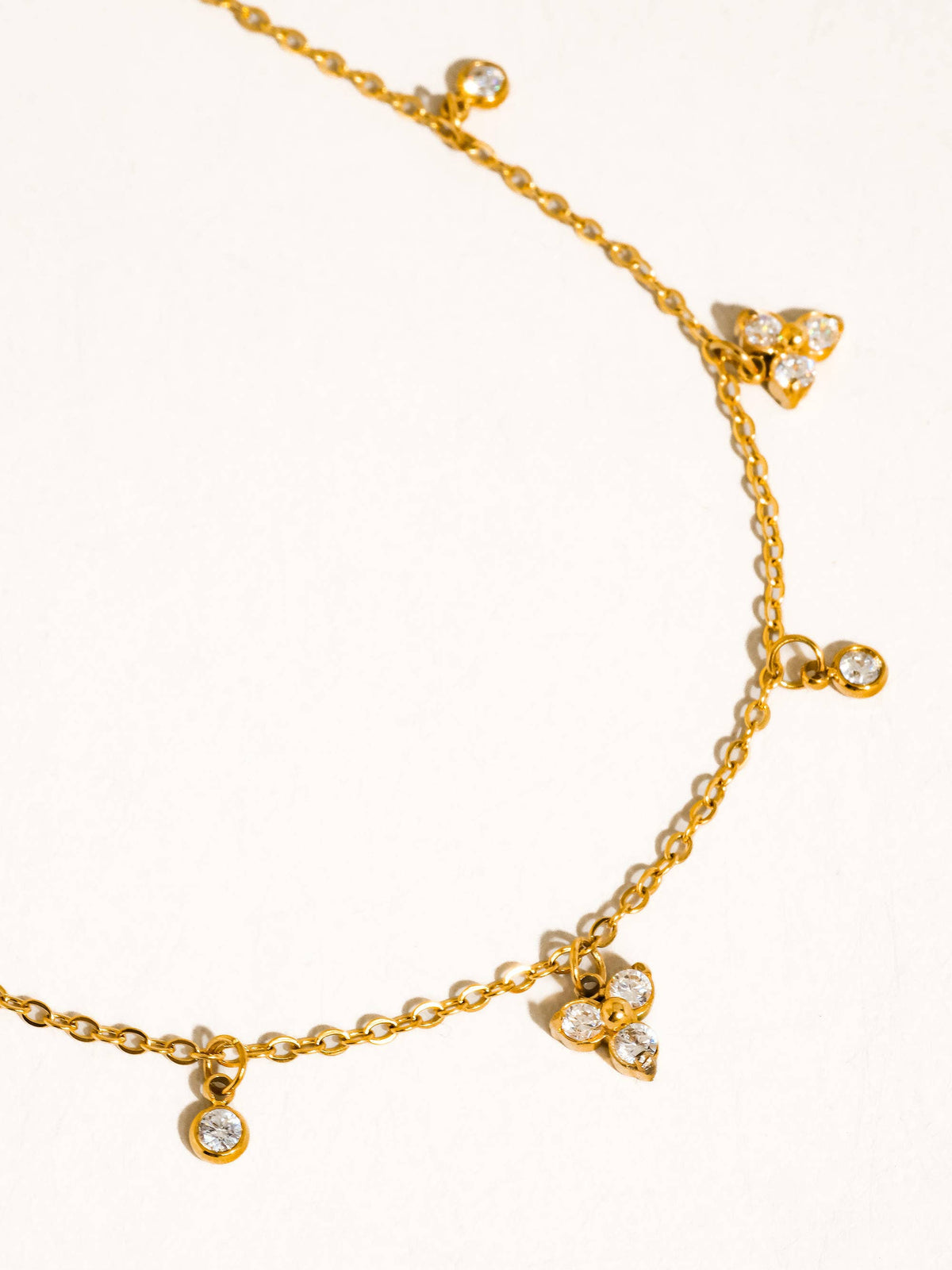 18K Gold CZ Charm Anklet