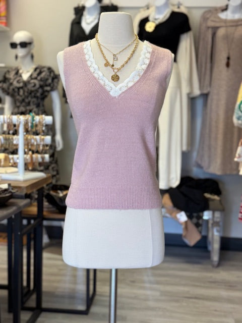 Fringe Neck Sweater Tank