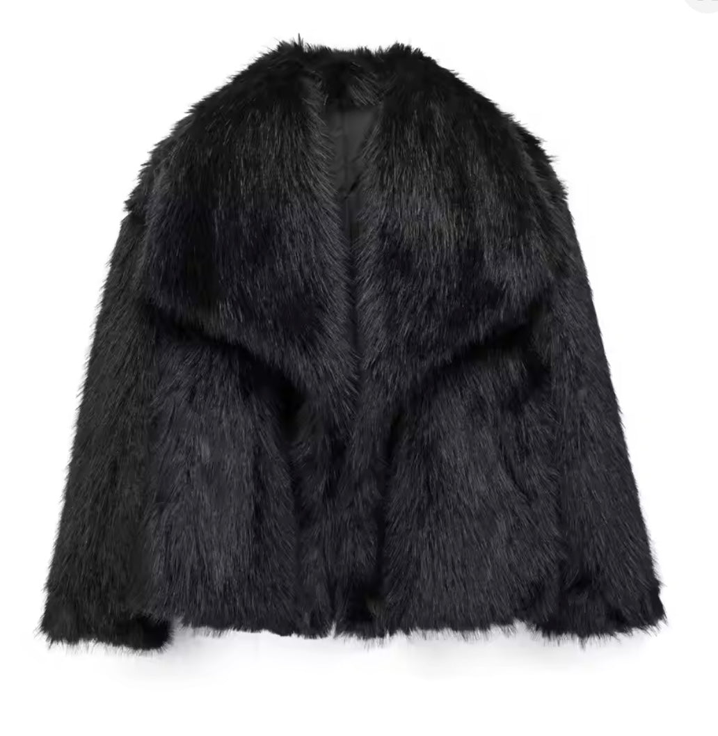 Wide Collar Fur Jacket