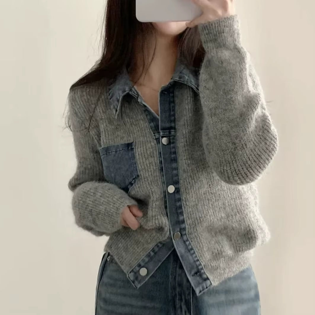 Denim Trim Sweater