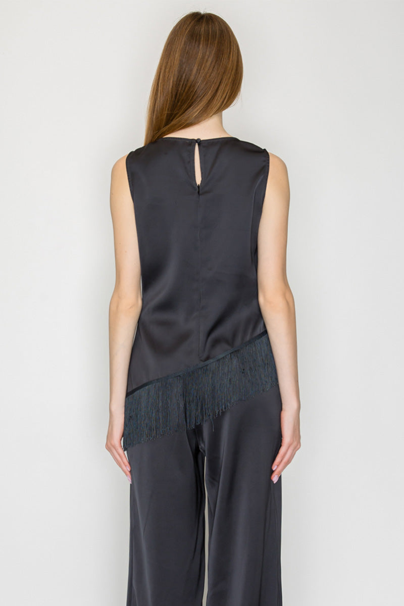 Tassel Cowl Neck Top