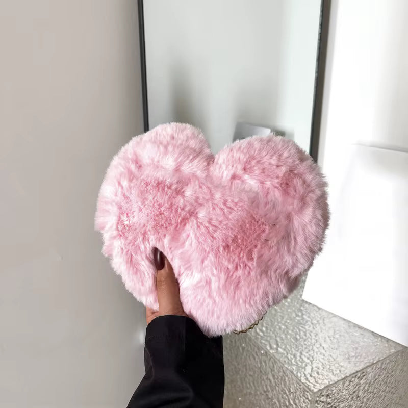 Fuzzy Heart Purse
