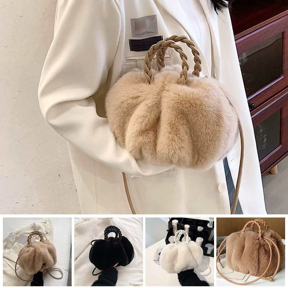 Braided Handle Fur Purse