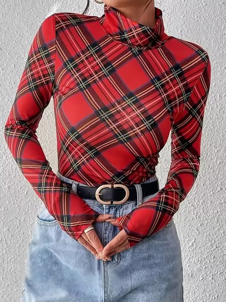Plaid Turtleneck