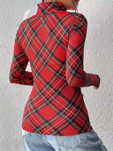 Plaid Turtleneck
