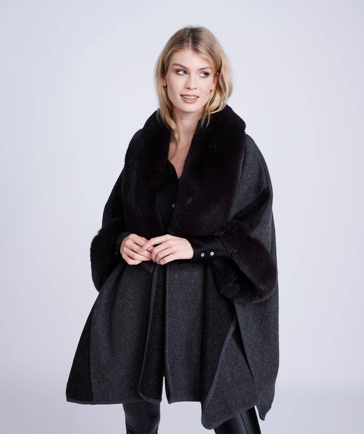 Cream Two-Tone Faux Fur Wrap