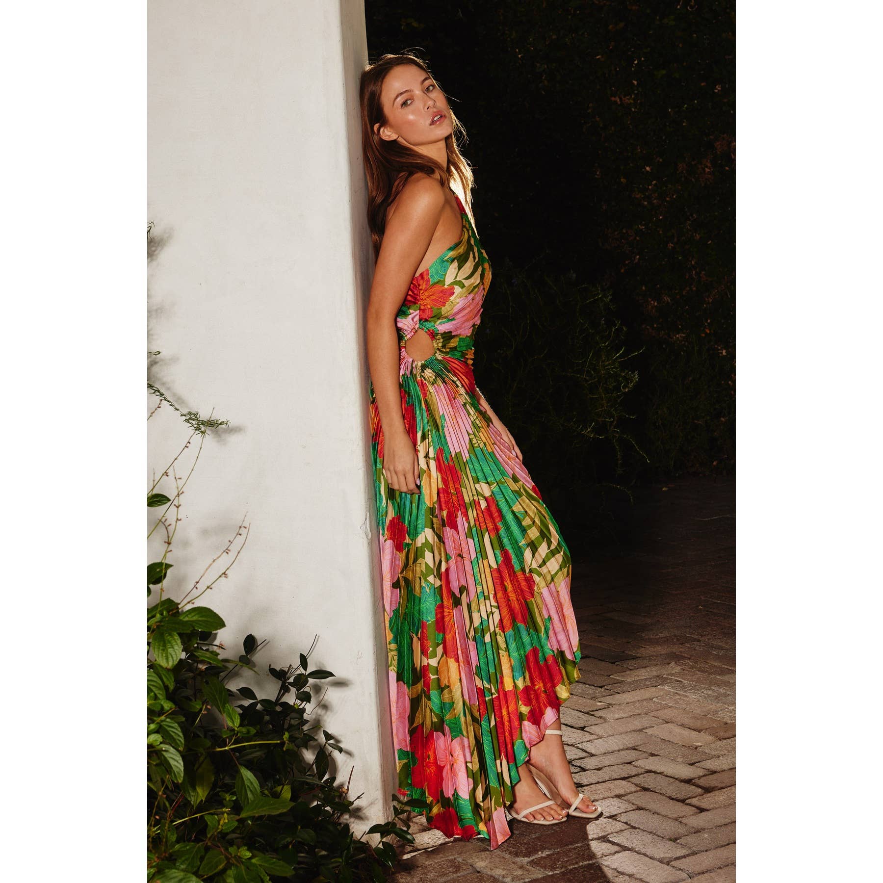 Moonstruck Asymmetrical Pleated Maxi Dress