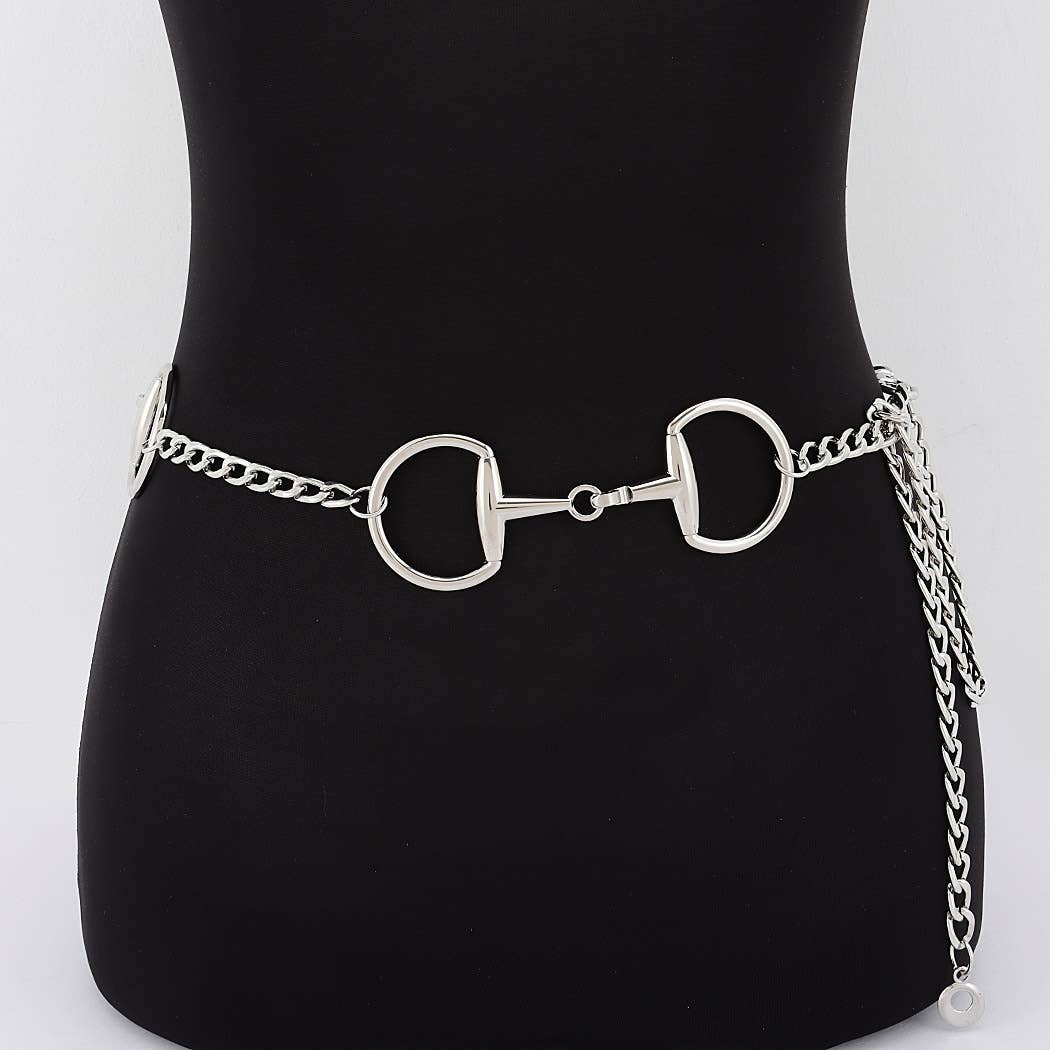 Horsebit Layered Chain Waist Belt