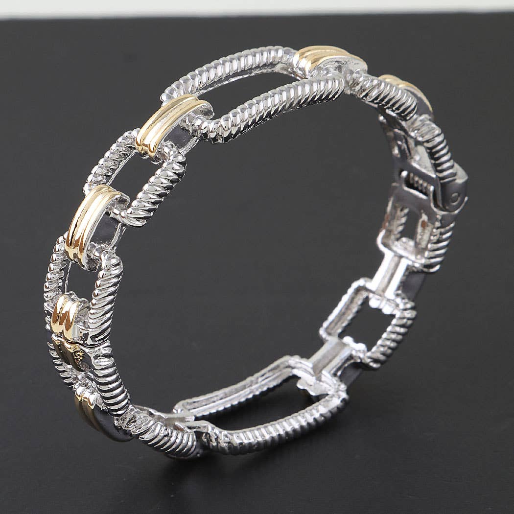 Gold Silver Twisted Link Chain Bracelet