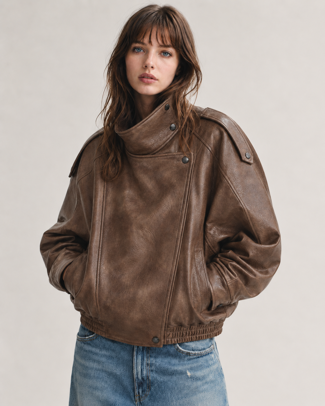 Oversized Leather Biker Jacket
