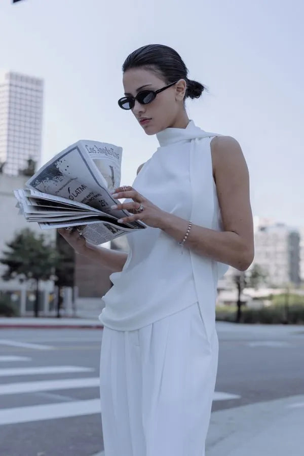 Satin Cowl Back Tank