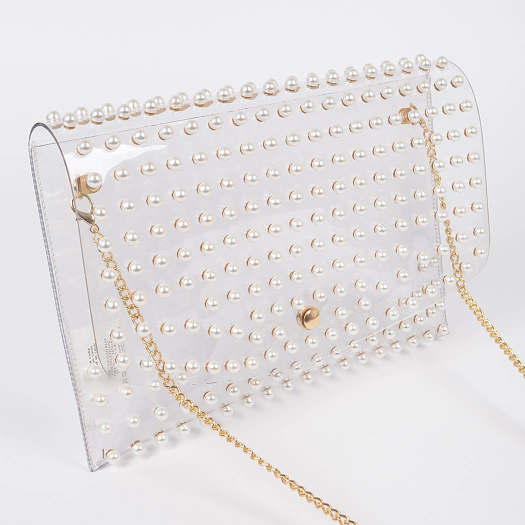 Pearl Studded Transparent Clutch