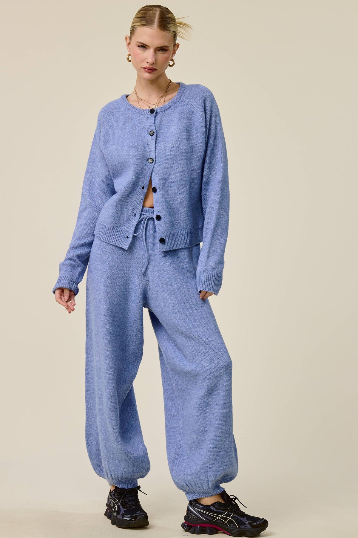 Brushed Knit Cardigan & Balloon Pant Set