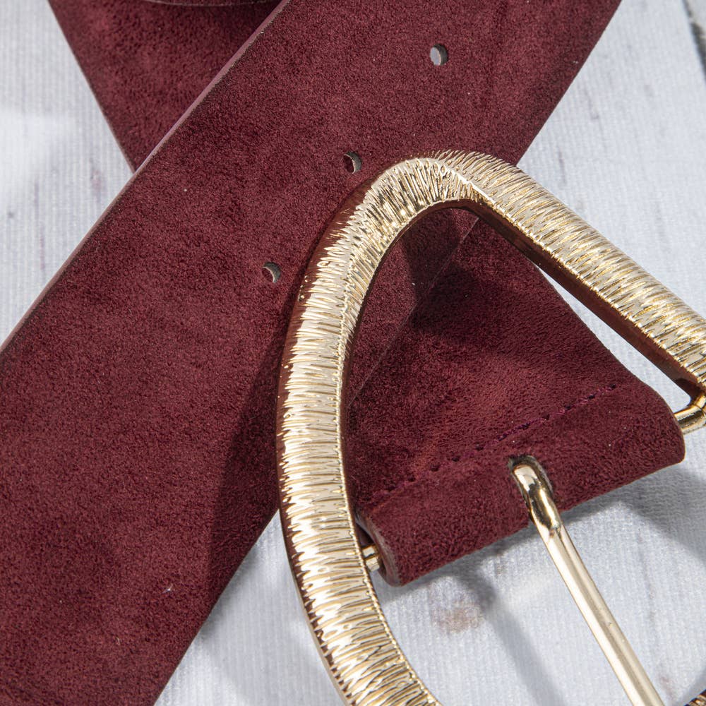 Vegan Suede Belt With Teardrop Buckle