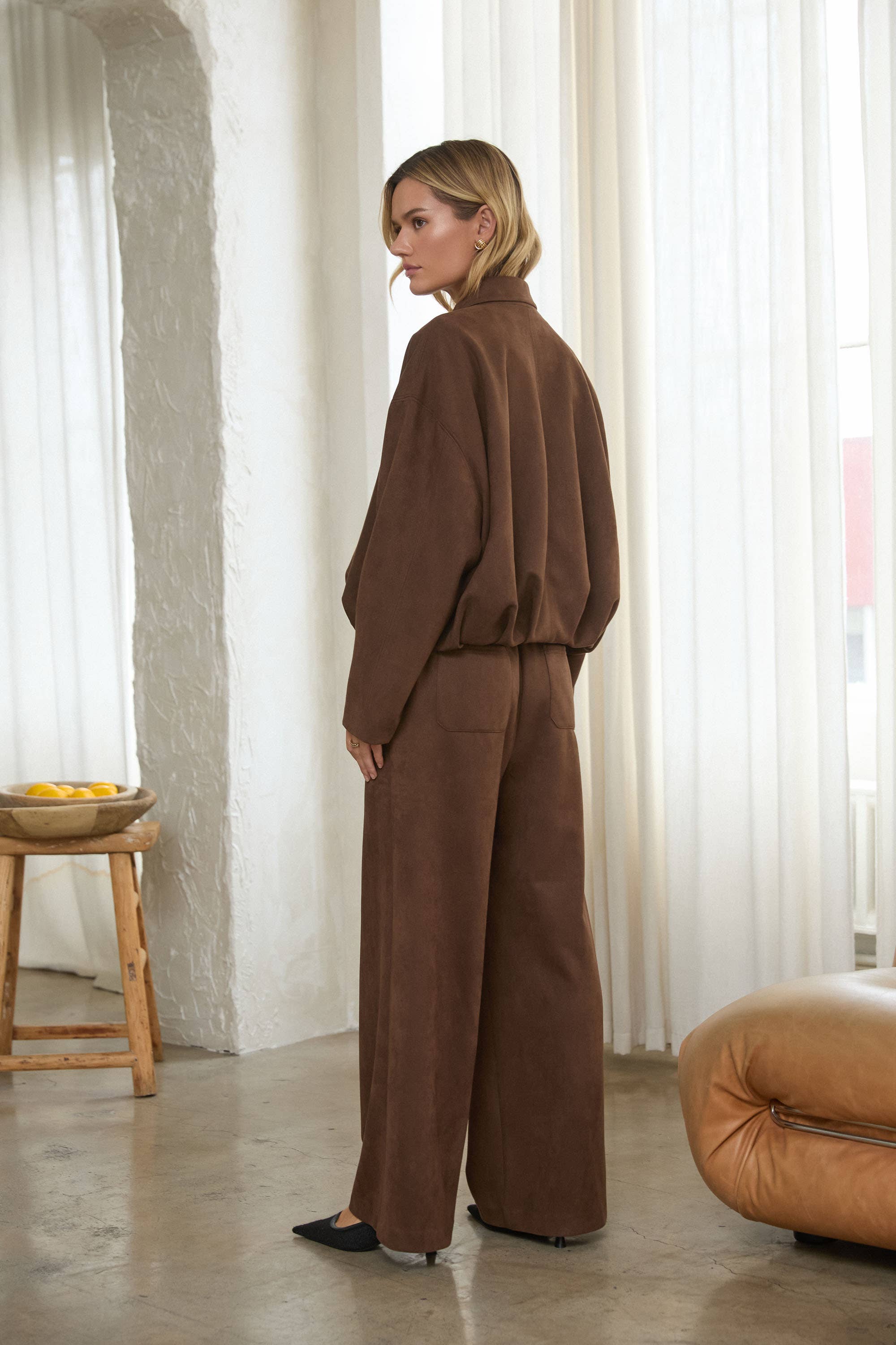 Faux Suede Bubble Hem Jacket