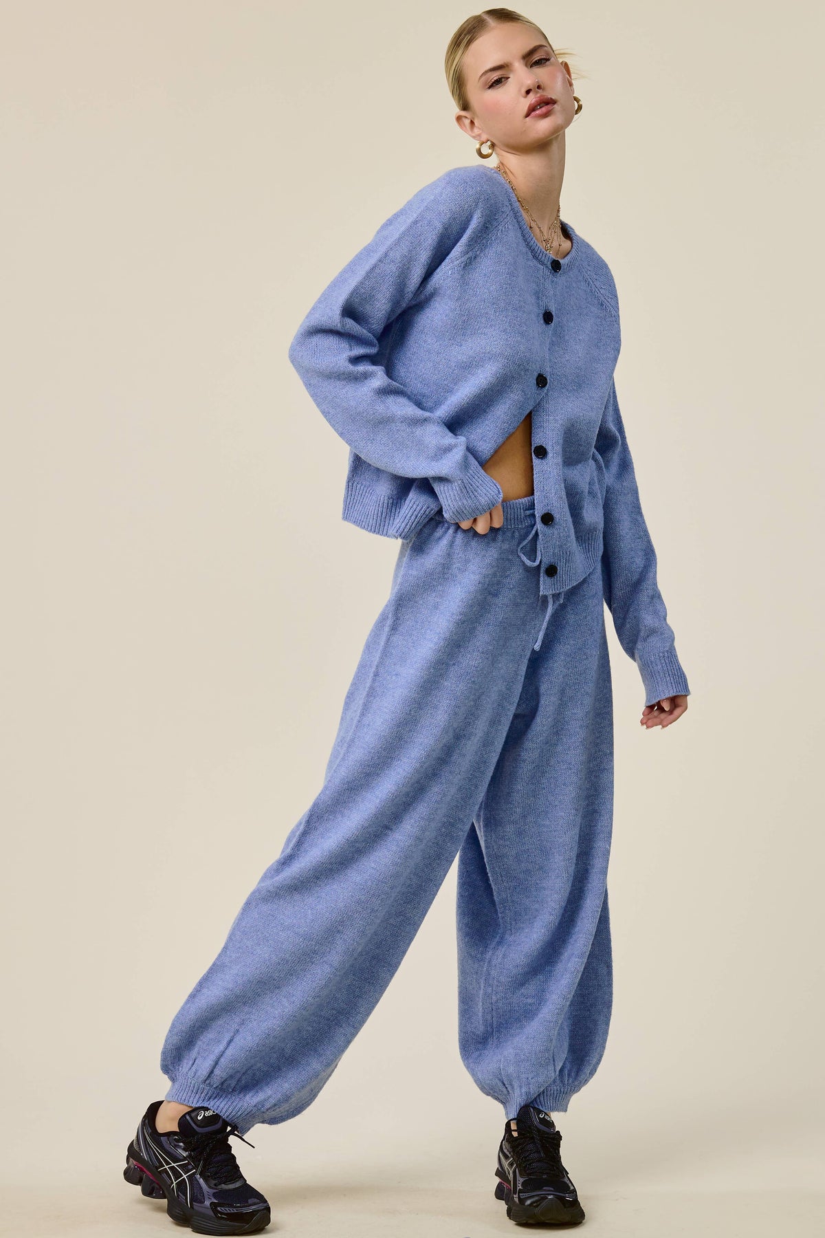 Brushed Knit Cardigan & Balloon Pant Set