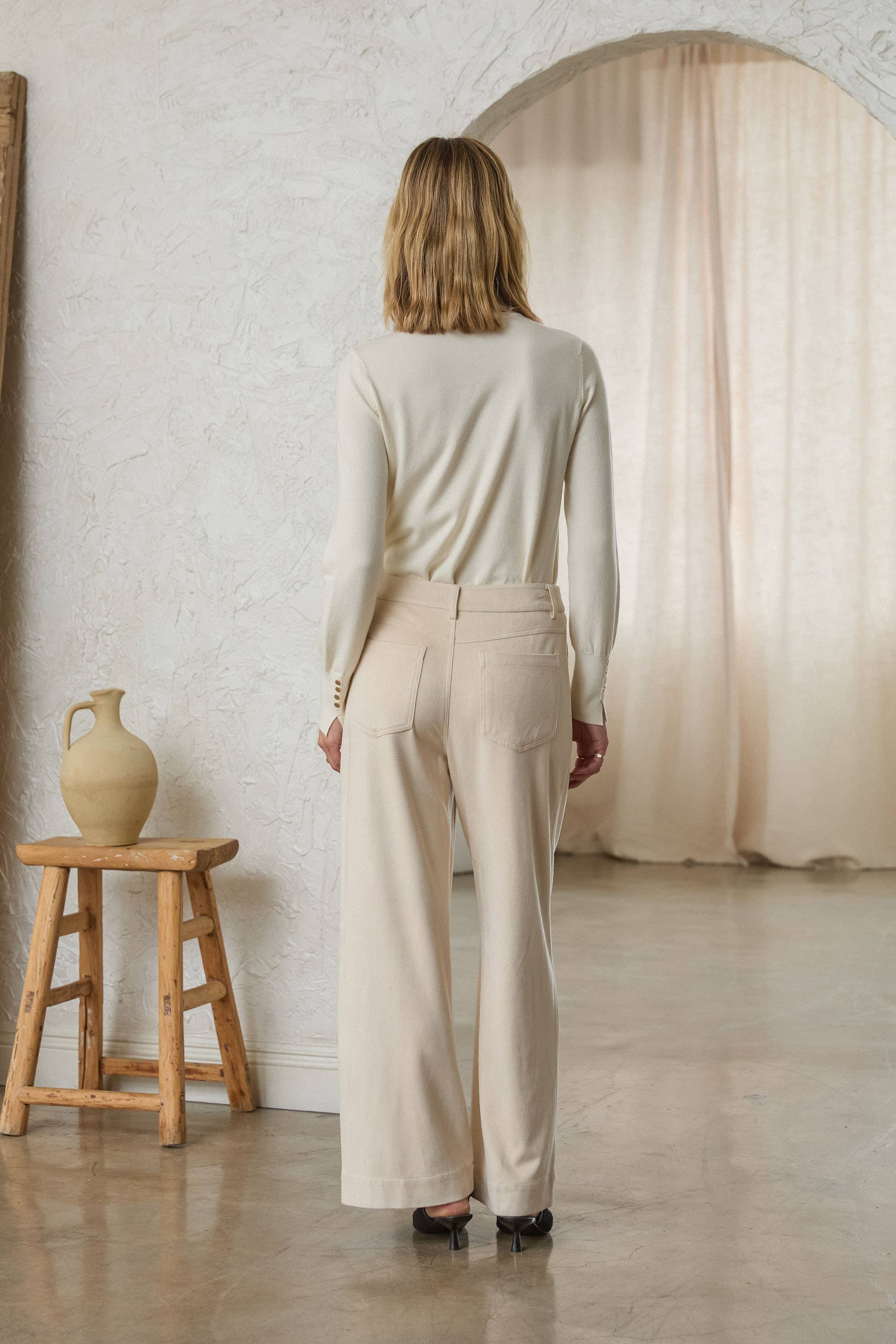 Vegan Suede Wide Leg Pants with Front Pockets