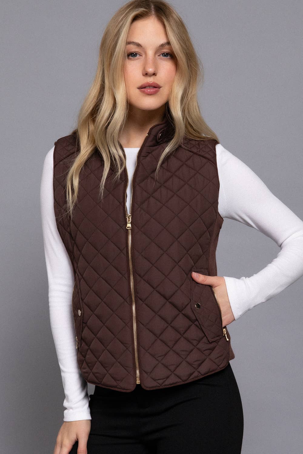 Quilted Vest With Piping