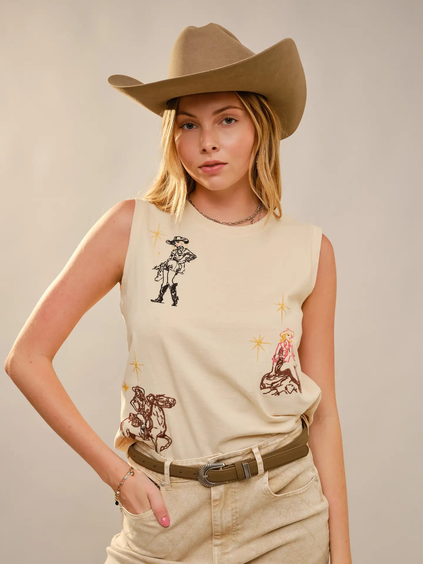 Embroidered Western Tank