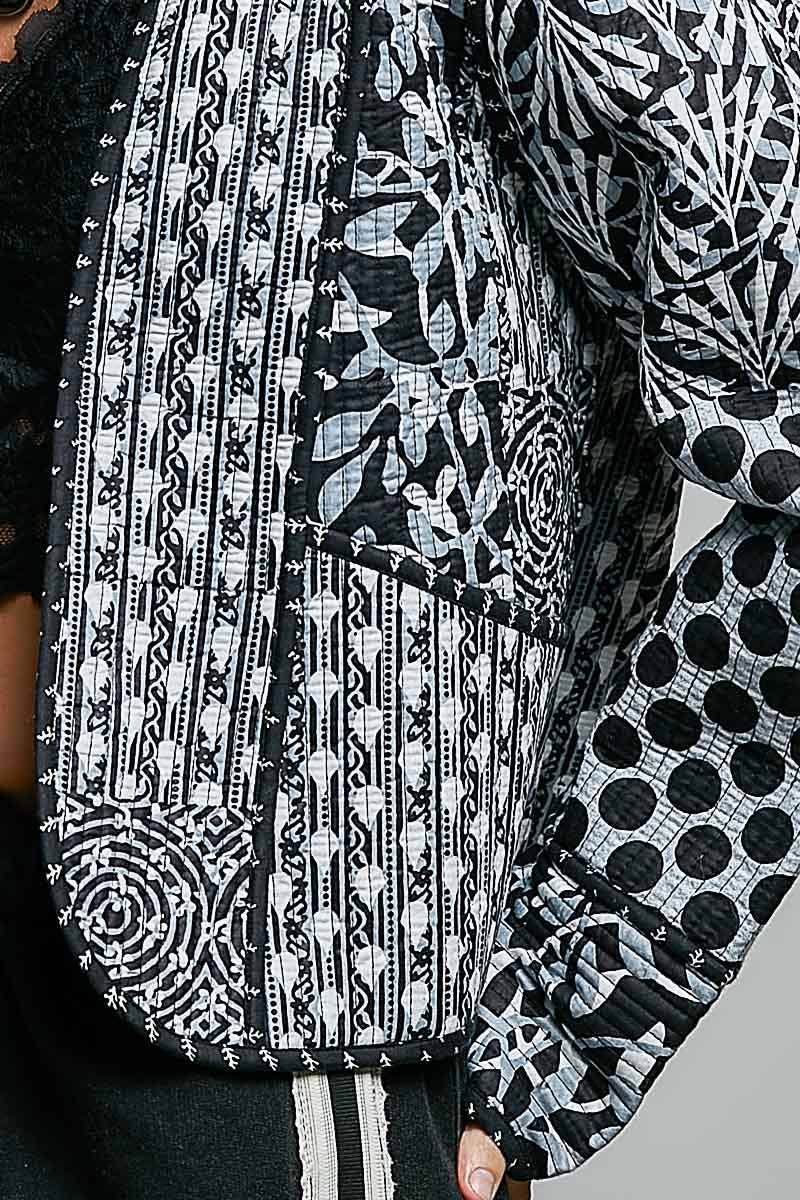 Lightweight Contrast Trim Quilted Kimono Jacket