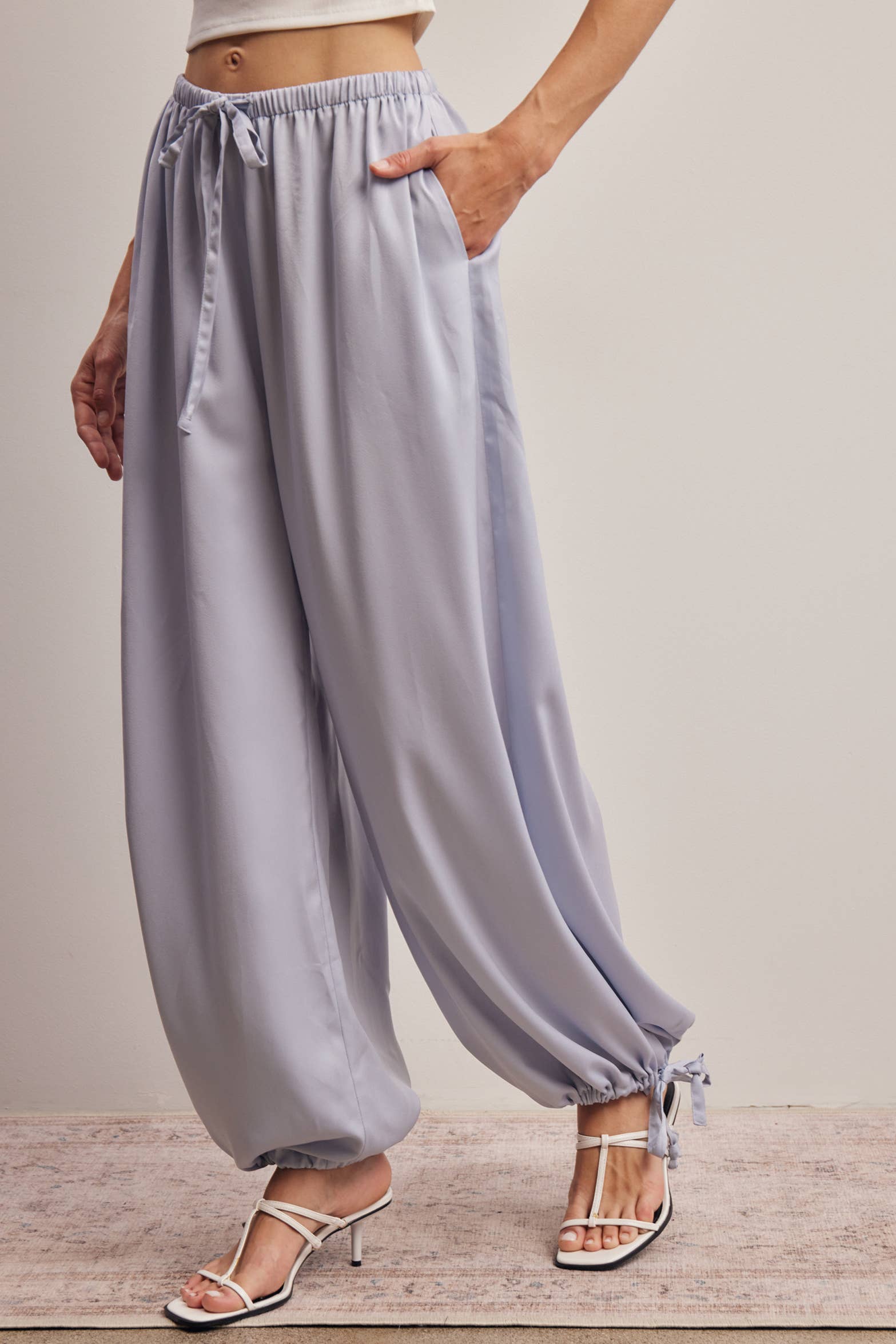 Convertible Wide Leg Tie Hem Pants FP0022