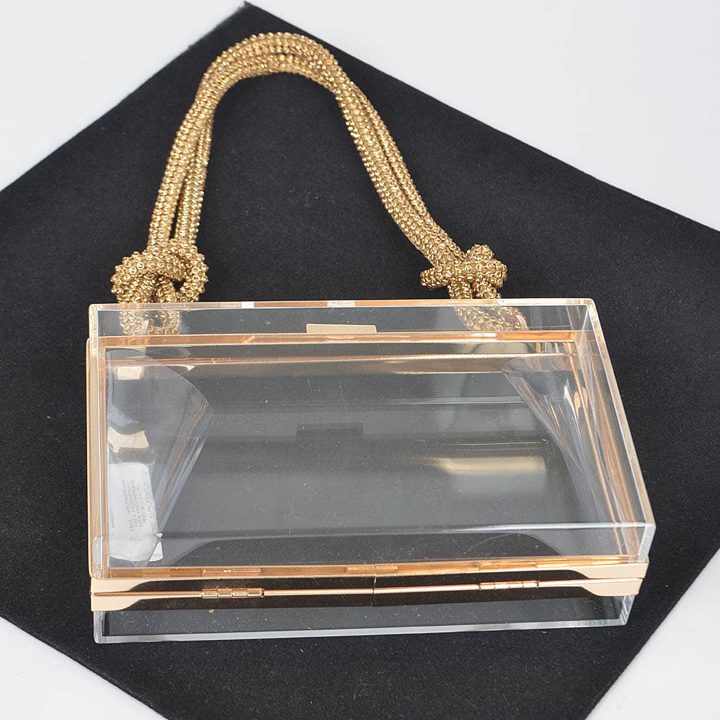 Clear Rhinestone Handle Clutch
