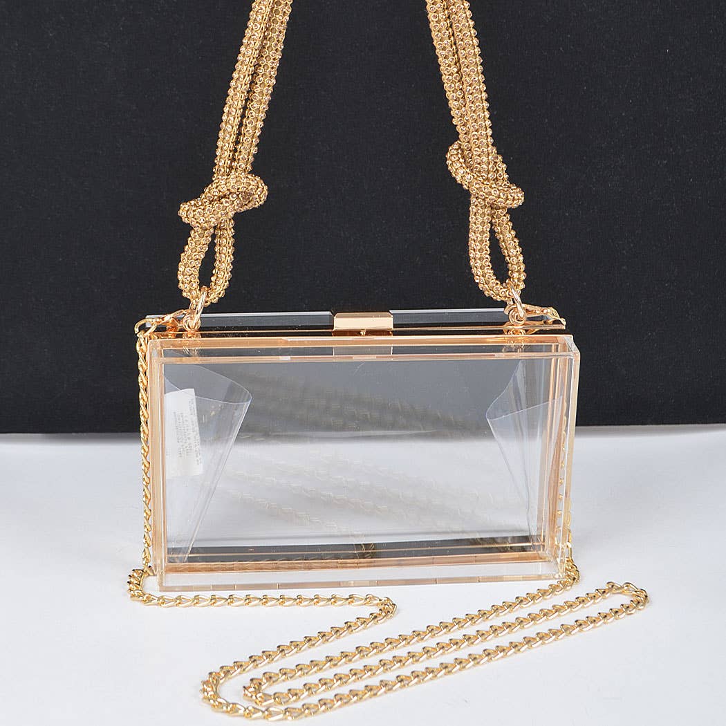 Clear Rhinestone Handle Clutch