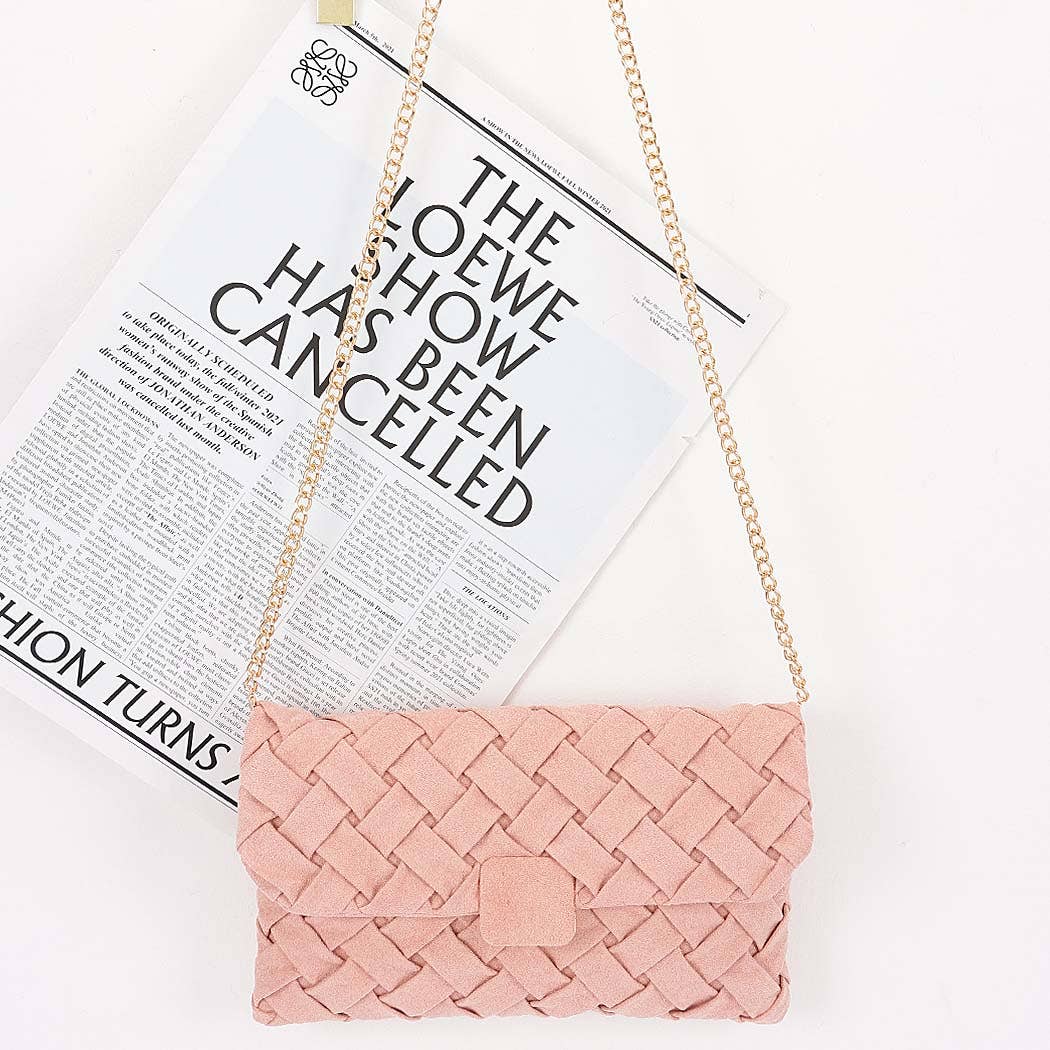 Embossed Faux Suede Clutch Bag