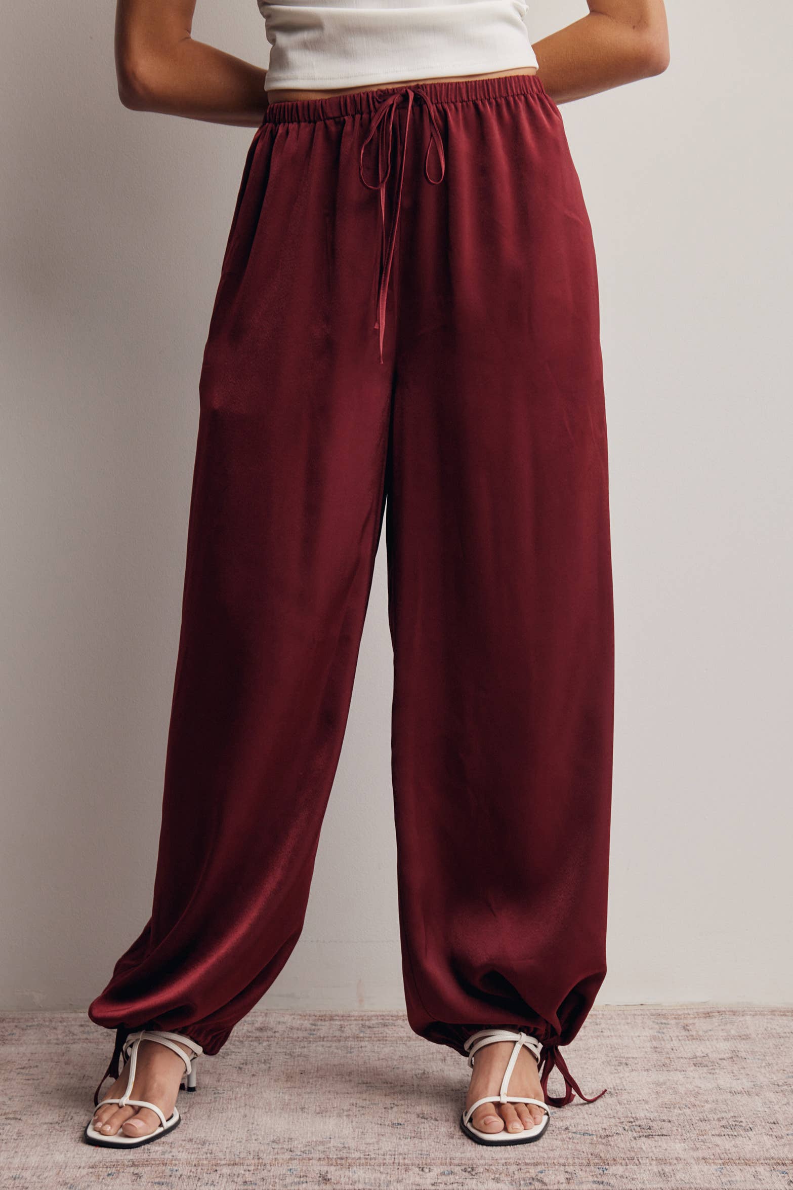 Convertible Wide Leg Tie Hem Pants FP0022