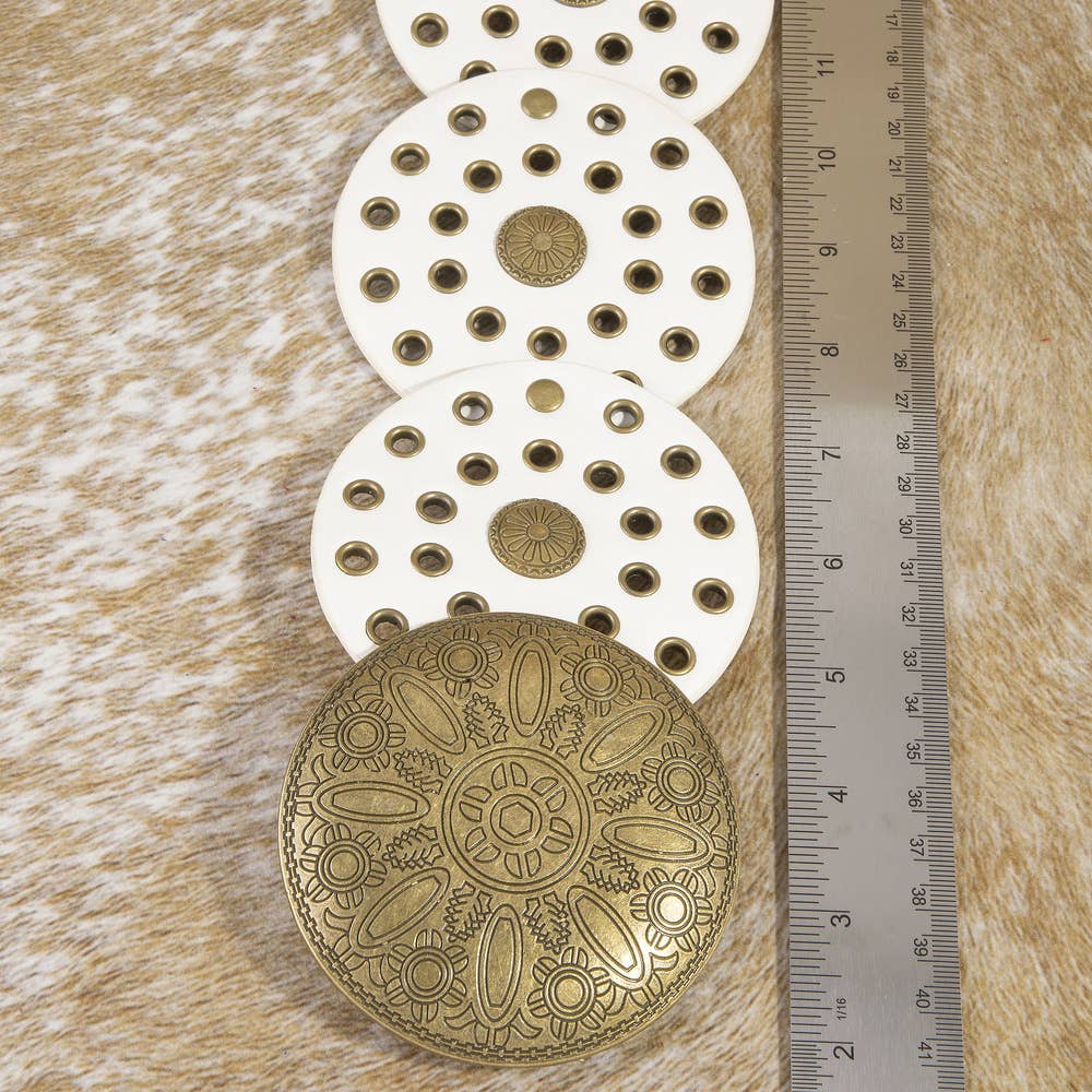 Wide Concho Disc Western Statement Belt