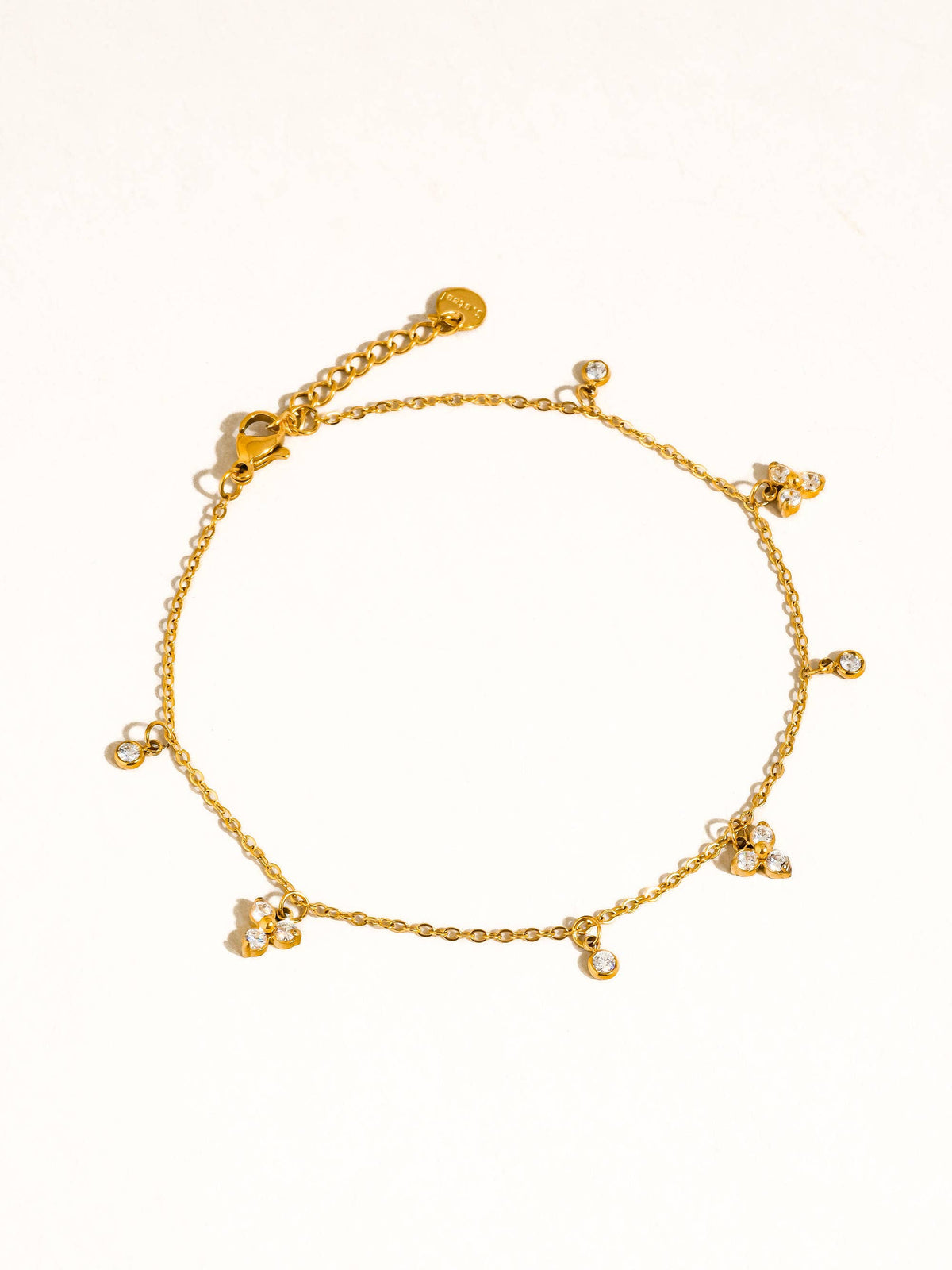 18K Gold CZ Charm Anklet