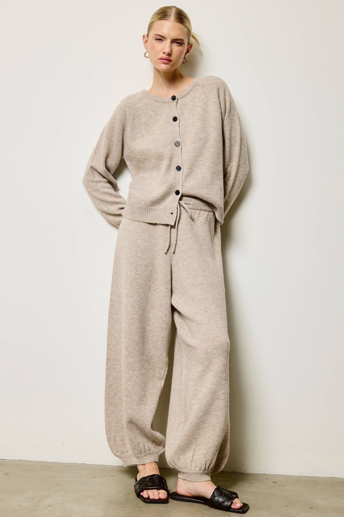Brushed Knit Cardigan & Balloon Pant Set