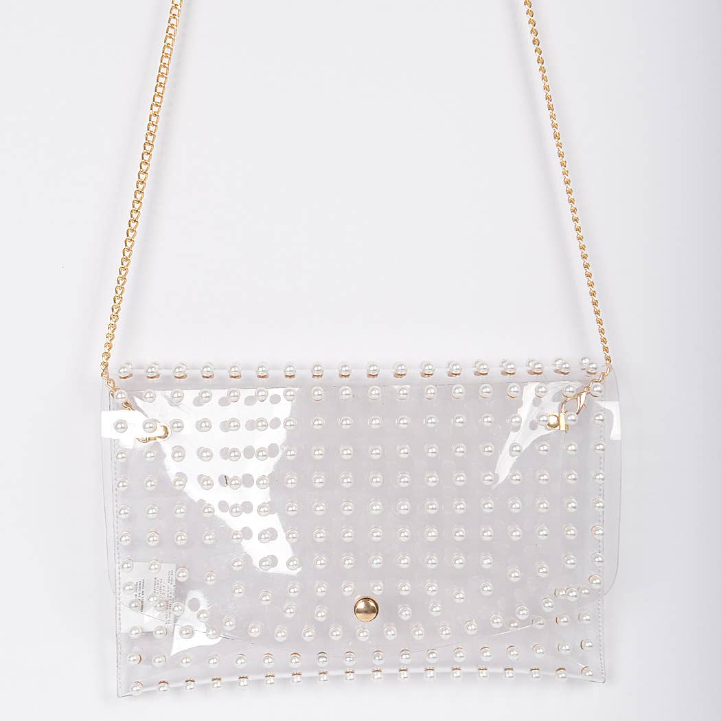 Pearl Studded Transparent Clutch