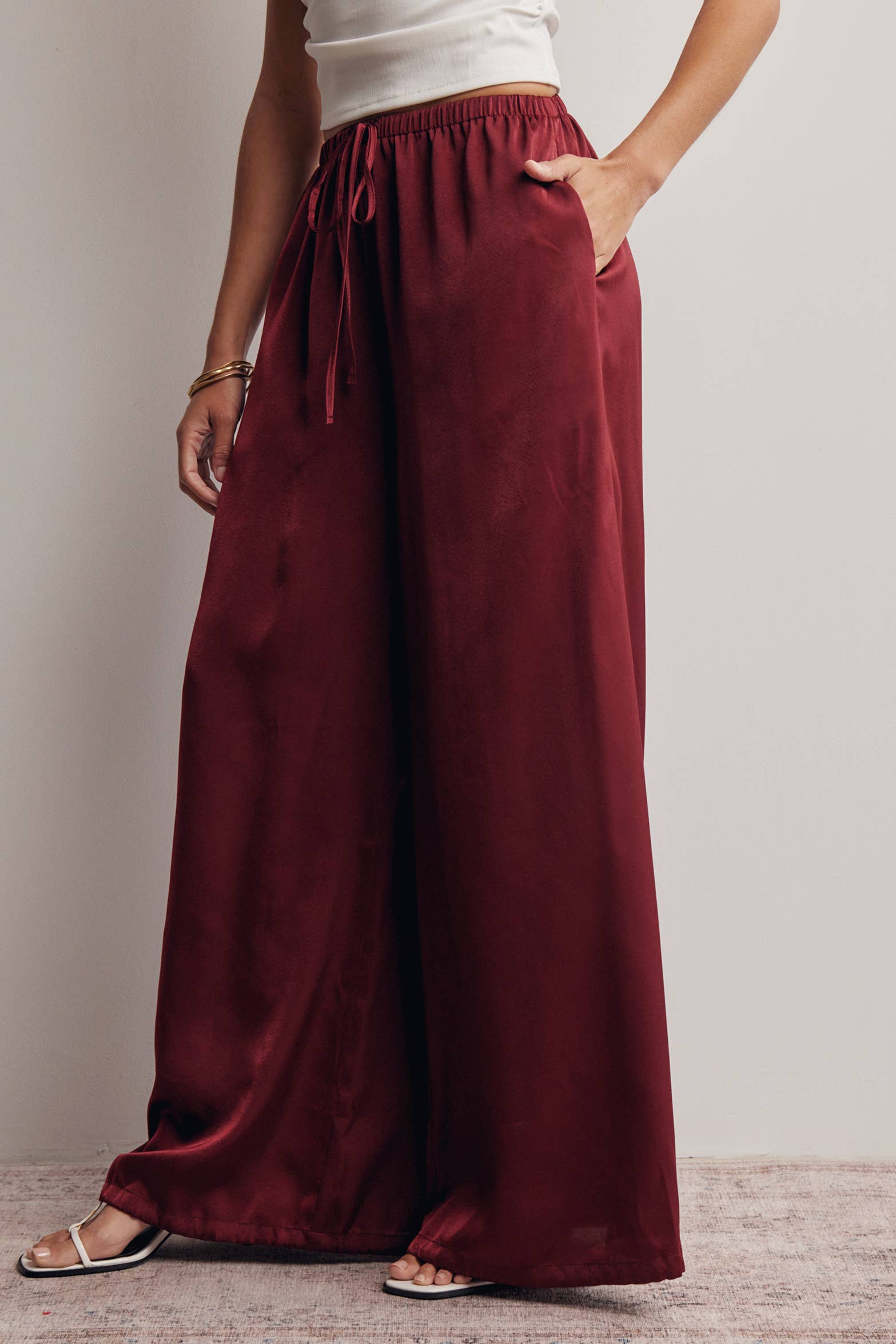 Convertible Wide Leg Tie Hem Pants FP0022