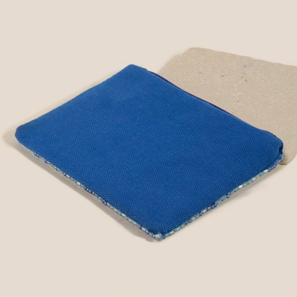 Blue Mahjong Beaded Coin Purse