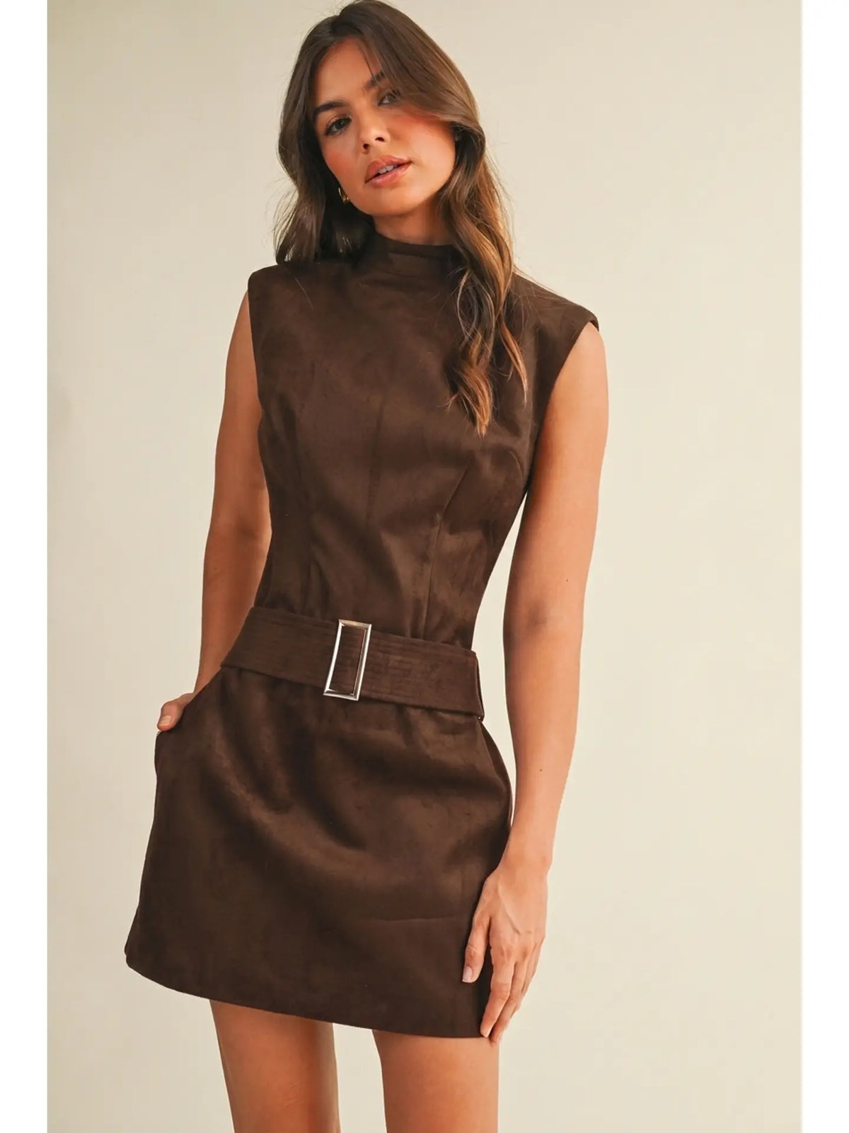 Vegan Suede Buckle Dress