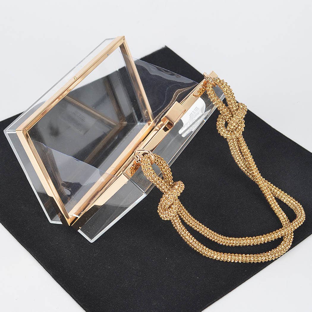 Clear Rhinestone Handle Clutch