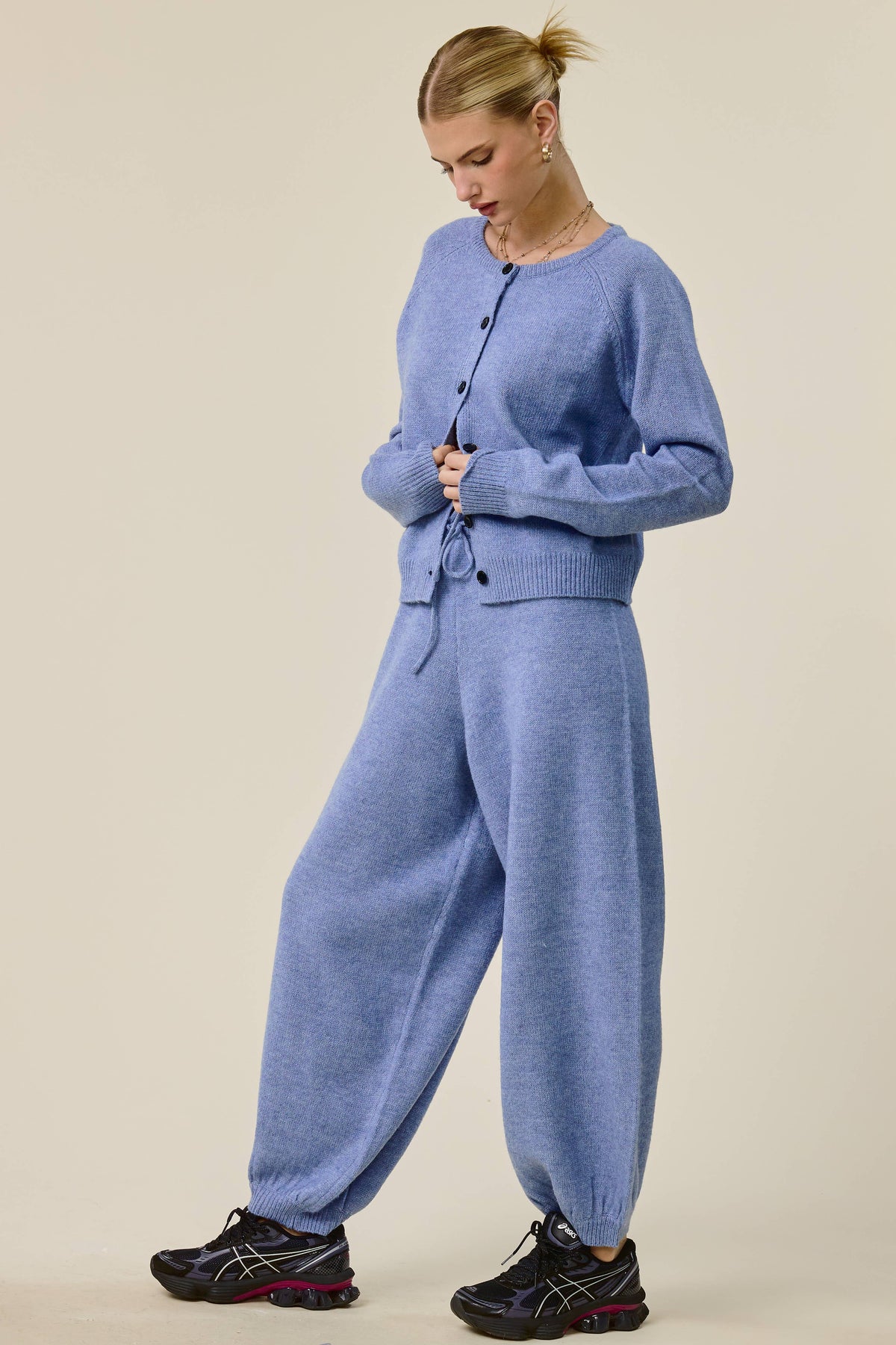 Brushed Knit Cardigan & Balloon Pant Set