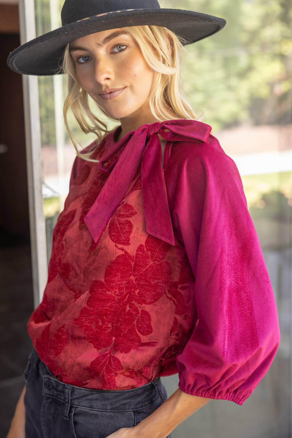 Floral Velvet Jacquard Top